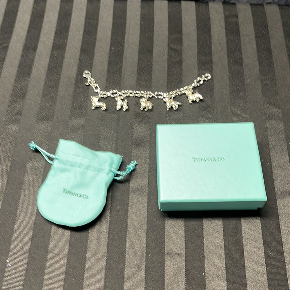 RARE Vintage Sterling Silver Tiffany & Co. Dog Charm Bone Link Bracelet - Picture 5 of 10